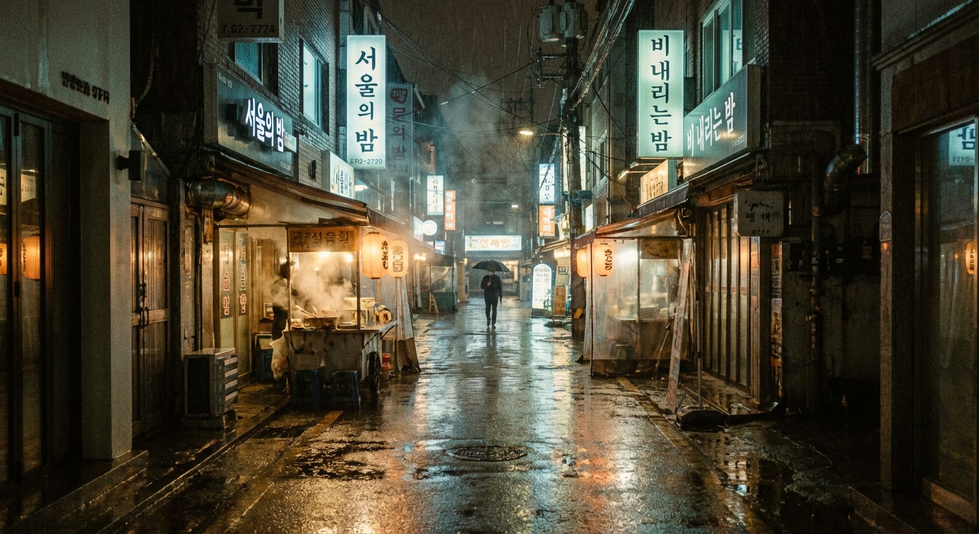 首爾深夜霓虹小巷