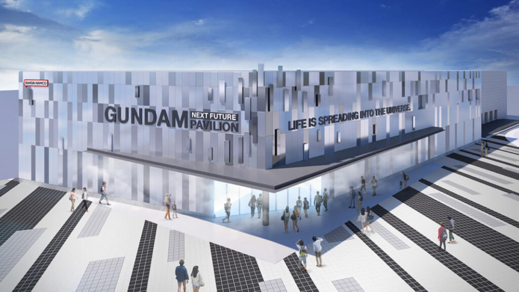 GUNDAM NEXT FUTURE PAVILION示意圖，以高達為主題，描繪解決社會課題後的宇宙未來場景